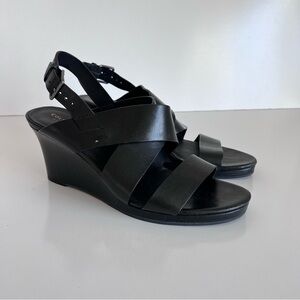Cole Haan Women’s Penelope Black Leather Wedges 8.5B